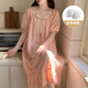 Camisón de manga corta con algodón de algodón de algodón de algodón de color sólido para mujeres en verano estilo dulce princesa suelto y se puede usar fuera de ropa casera y671# albaricoque xl