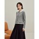 
Inman College style contrasting lapel cork knit cardigan 2025 autumn women's new long-sleeved sweater gray M