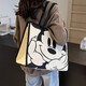 Qiangba Large Capacity Canvas Bag for Women 2025 New Cute Cartoon Shoulder Tote Bag Mummy Bag Outing Travel Tote Bag