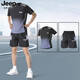 Jeep Spirit Jeep Jeep Ice Silk Set Herren Sommer Neues Kurzarm T-Shirt Running Fitness Basketball Schnell trockener Sportswear 9901 Schwarz und rotes Set m