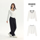 
Semir long-sleeved T-shirt for women short contrasting color base shirt simple style autumn fake two-piece slim clothes 101524101005