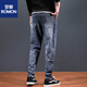 Romon Pants Men's Deal Brand 2025 Summer Fin Jeans Fashion Mass's Fashion Straight Fashion Harem pantalones Black and Gray (RJS1-2209) 34 (Espera circunferencia 2 pies 7)