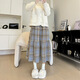 Langsha Woolen Plaid Skirt Women's Autumn and Winter 2025 New High Waisted Slim A-Line Mid-Length Umbrella Skirt Cake Skirt