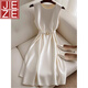 Jeze französisches Temperament Einfache, großzügige, anständige, High-End- und exquisite formale Anlässe, weißes ärmelloses Kleid für Frauen, weißes Kleid [Z] M 100-109jin [Jin ist 0,5 kg]