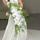 
Hand-held flower waterfall drooping sense bridal bouquet wedding photography simulation green white fake flowers new waterfall bouquet style 1