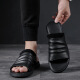 DIFANPU INTERNATIONAL LUXURY MANSA Men's Shoes High-End Men's Outer Wear Slippers Genuine Leather Outdoor Sandals sin deslizamiento SUGLADO SOLO FLIP-FLOPS NEGRO [Caja de regalo de marca] 41