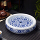 Close-up blue and white porcelain tea set Jingdezhen ceramic complete set household double-layer anti-scald tea cup living room office tea tray Panzhilian