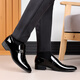 Erxu men's leather shoes suit shoes business pointy toe wedding formal wear no lace cover feet shining men's flat bottom suit hollow 9921 shining black foot cover 38