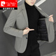 Pierre Cardin 2025 New Down Jacket Autumn and Winter Suit Jacket Men's Slim Fit Korean Style Trendy Small Suit Lightweight Warm Top Dark Gray XL 180