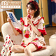 Pyjamas d'été modal pour femmes, coton Coton à manches à manches à manches courtes coréen mignon costume mince dessin animé Spring et automne des vêtements de maison à la maison White Skm6621 m (recommandée 75-95jin [Jin est égal à 0,5 kg]))