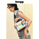 Guliang Jiji Kunogigi/Guliang Jiji Baustein Handtasche Kleine 25 neue Design mit echtem Leder Crossbody -Umhängetasche für Frauen Blau -Weiß -Bausteine
