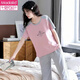 Pyjamas d'été modal pour femmes Pantalons courts à manches courts-manches combinées mignons de dessins de dessins printemps et d'été dames lâches et confortables vêtements de maison de maison pantalon recadré à manches courtes-679 m recommandée 80-100jin [Jin est égal à 0,5 kg]