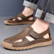 Zapatos de hombres de la marca internacional de XAE Luxury Sandalias de alta gama 2025 Summer NUEVO Genuine Leather Hollow Hollow Hollow Hollow Shoes JW9197 Brown 40
