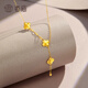 Laomiao 18k gold crushed ice four-leaf clover K gold necklace women's clavicle chain set chain for girlfriend and wife's birthday gift four-leaf clover crushed ice necklace about 1.5g + gift box