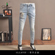 Sllavif Light Color Jean déchiré pour hommes pour hommes Slim Feet Elastic haut de gamme Brand Hot Diamond Diamond Water Water Pantalon Men's Pantal