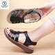 Woodpecker 2025 new leather mother sandals for women in summer soft sole comfortable middle-aged and elderly leather shoes for women non-slip lightweight elderly shoes white 1283-Pie Rome sandals 35