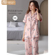Victoria's style cotton pajamas for women's summer short-sleeved cropped pants cardigan style mother's large-size casual home clothing women's 2025 new style rose red NXF-9871 cotton M [suggested 80--100Jin [Jin equals 0.5 kg]]