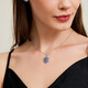 HKHL 925 Silber natürlicher Tansanit Halskette für Frauen Licht Luxus Nische High-End-Saphir-Anhänger Vielseitige Mode Colarbone Kette Natural Tansanit Halskette