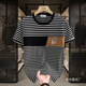 
Commander Bear 2025 short-sleeved T-shirt trendy striped men's versatile top Khaki breathable sweat-absorbing cotton 9898 M