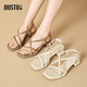 Dadong (dusto) Dadong strap sandals women's shoes 2024 summer new style fashionable casual elegant thick heel square heel 1050 beige 38