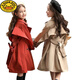 
G.DUCKKIDS children's clothing girls' coat spring and autumn new Hepburn style medium-large children's windbreaker fashionable girls' double-breasted coat long khaki 160 recommended height 150-155cm 12-13
