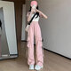 
Casual simple dopamine wear work pants for women in spring and summer drawstring hip-hop thin style wide-leg floor trousers MY-687 black L