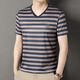 Sept Wolves Youth New Men's Variety T-shirt 2025 Été Micro-étirement Business Business Stripe Sleeve V-Neck Trend Blue Bo-801-6197 Abricot M 105