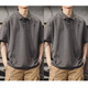 UKUHPK Japanisches Revers-Polo-Hemd kurzärmelig für Männer, vielseitiger, vielseitiger Baumwoll-T-Shirt, Sommer Lose-Hals-Top-Trend G691 Black + Grey M [Vorgeschlagen 90-110jin [Jin ist gleich 0,5 kg]]
