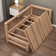 Customized beech children's bed spliced large bed with guardrail single girl's widened baby bedside solid wood crib with guardrails on both sides and no ladder + Class A pure cotton bedside 190x100cm