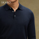 SKARO [anti-shrinkage, anti-static] SKARO autumn and winter long-sleeved POLO shirt men's lamb wool sweater lapel hair navy blue SKA691 S