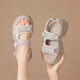 Sipuwang Sportsandalen für Frauen 2025 Sommer Neue hochgelöst dicke alleinige Schwamm-Schwamm-Kuchenschuhe tragen Anti-Rutsch-Strandschuhe Klettverschluss 693 Beige * Fersenheelhöhe 6,5 cm 39