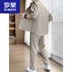 
ROMON ice silk half-sleeved shirt suit men's 2025 summer thin casual top trousers men's light-climbed style two-piece set 736 red two-piece set XL suitable for 130-145Jin [Jin equals 0.5 kg]
