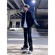 Digada American high street jeans men's spring and summer trend new niche zipper trendy micro-tender casual long trousers DDD-653 black XL