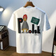 Pang Donglai large size 200 Jin [Jin equals 0.5 kg] round neck short-sleeved T-shirt for men 2025 summer Hong Kong style printed cotton T-shirt plus fat plus size men jsw9929 white 10XL m Recommended 90-108 Jin [Jin equals 0.5 kg]
