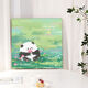 熊猫花花diy填充涂色手工手绘涂鸦卡通丙烯油彩画装饰画 hy3888 60*60cm加厚实木内框+装饰外框