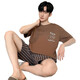 Shuo Gu Jin (Shuo Gu Jin) Summer Men's Pyjamas Imitation Coton Pull-up Shorts à manches courtes décontractées, les adolescents peuvent porter des vêtements de maison minces pour les hommes AM-3524 L