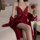 GUI Ruo Marke Unterwäsche Leichte Luxus -Velvet -Schmetterling und Brustpolster Rückenfreies Halthändler Nachthemd Robe Haus 3879 Schwarz (Außengewand + Gürtel, All Size