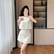
European fashion trendy and fashionable socialite sleeveless vest women summer top skirt two-piece small temperament suit black suit S