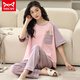 Catman miiow pyjamas pour femmes en été en été pur coton pantalon à manches courtes lâches à porter pour le printemps et l'automne des vêtements pour la maison (pantalon à manches courtes) yzt-9716 m adapté à (80-100jin [Jin est égal à 0,5 kg]) usure