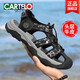 Outdoor sports sandals men's 2025 new summer outdoor wear wading shoes men's genuine leather non-slip beach shoes black-9898 38 standard sports shoe size