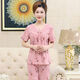 
Victoria's style middle-aged mother pajamas for women in summer pure cotton short-sleeved home clothes middle-aged and elderly thin cropped pants two-piece set Y3937 3XL