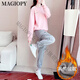 MAGIOPY International Luxury High-end Brand Sweatshirt Casual Set for Women 2025 Spring Internet Celebrity New Fashion Age Reducing Running Pink Top + Gray Pants (No Fleece) S