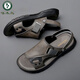 Peíaca Summer Summer Sandalias para hombres NUEVOS CUERO genuino cómodo de la playa anti-slip sandalias de suela suave de la suela suave 9923 38