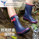 EVERCREATURES英国雨靴防滑雨鞋女成人儿童雨鞋橡胶鞋蓝红撞色时尚雨靴 女 中筒 蓝红撞色中筒11RNV 37