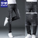 ROMON ripped jeans men's summer thin style 2025 new casual trend elastic slim fit men's long trousers 6636 black 31
