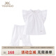 Yeehoo [gleiches Modell im Einkaufszentrum] Girls 'Set Cotton Cardigan Weste Shorts komfortable und coole neue Sommerstil Yingshi White Yzjcj12023a 73 cm