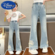 Disney Girls Jeans Frühling und Herbst 2025 Neue Kinderhose Chinesische Kinderstil Big Children's Glockenboden Hosen Frühling und Sommer Dünnstil Hellblau 679 [Sommerstil] 120 cm