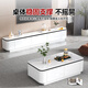 Zhimusen fully packed and shipped solid wood TV cabinet living room home storage cabinet slate floor coffee table TV cabinet combination Snow mountain white + gray cabinet four-drawer coffee table 120*60 floor-standing black edge style