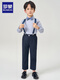 Romon children's dress boy suit suit British style boy's birthday party suit flower girl graduation performance suit vest + trousers + white short-sleeved shirt [Givea tie] 120