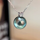 DL 1998 Fat Donglai same style Tahitian pearl pendant natural seawater black peacock green princess 18K gold bright round necklace 9-10mm peacock green